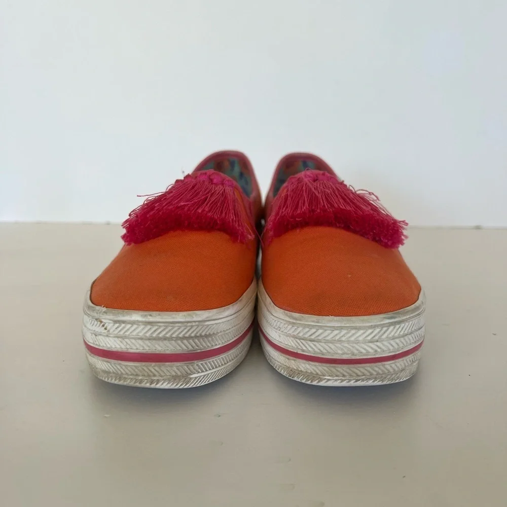 Keds X Kate Spade New YorkTriple Decker Tassel Sneaker Orange Pink, Size 7 - Picture 5 of 10
